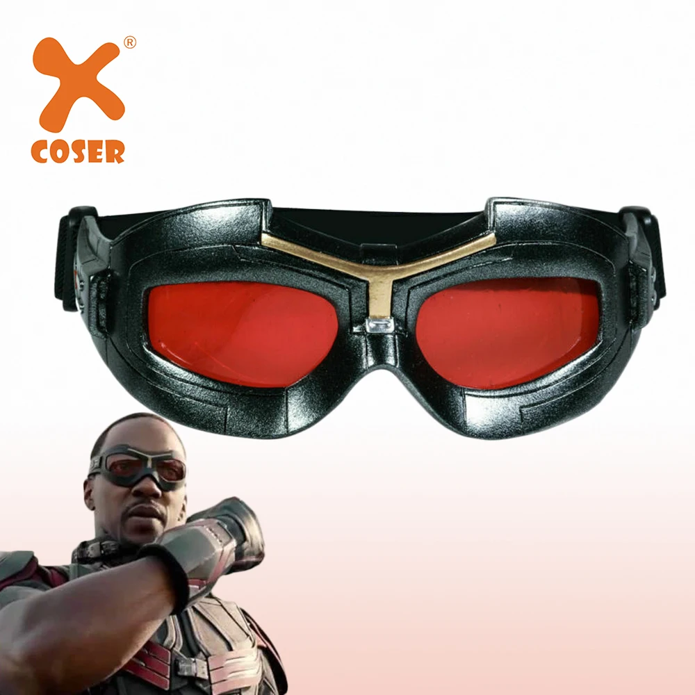 XCOSER Капитан Америка Сокол Сэм Вилсон очки для косплея маска на Хеллоуин для косплея Регулируемая маска для глаз Высокое качество костюм реквизит