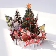 3D открытка Рождественская трехмерная бумага Оригами лазерная резка открытка подарок открытка украшения для рождественской вечеринки