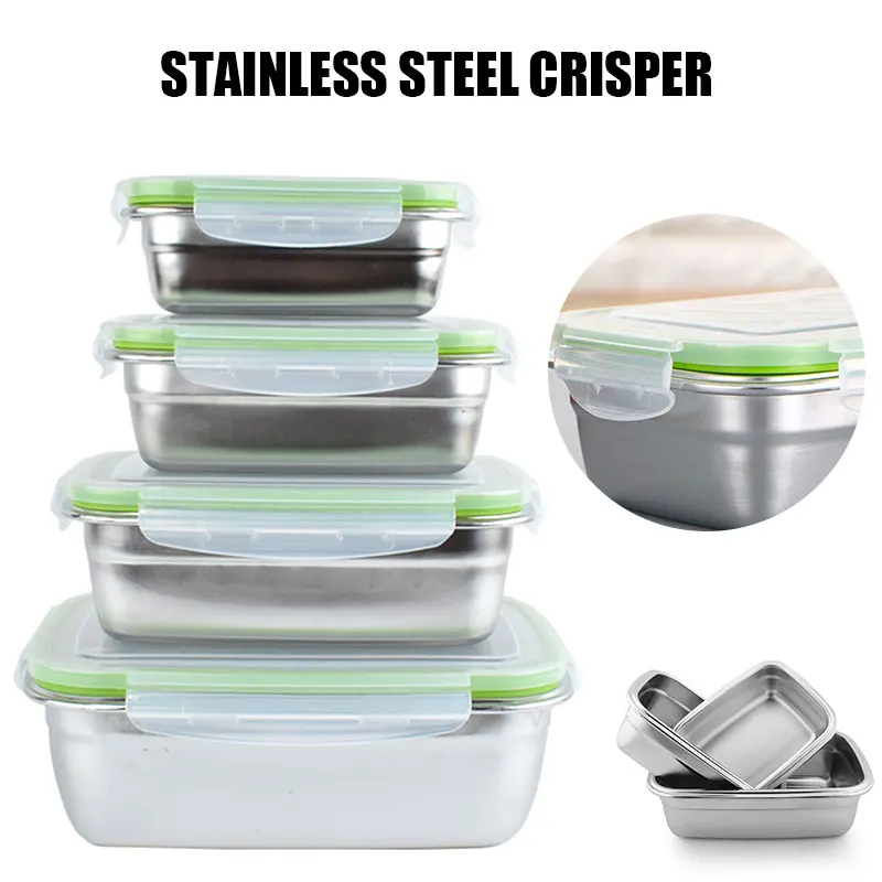 

Bento Box 304 Stainless Bento Container Lunch Box Food Container for Food Fresh-Keeping Crisper Tableware Vegetable KItchen Tool