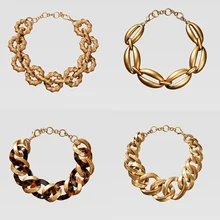 Dvacaman ZA панк большое Золотое металлическое ожерелье-чокер для женщин новейшая мода длинное ожерелье с круговым воротником