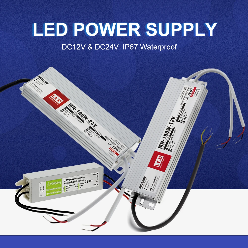 Светодиодный драйвер DC12V DC24V IP67 водонепроницаемые трансформаторы для наружного