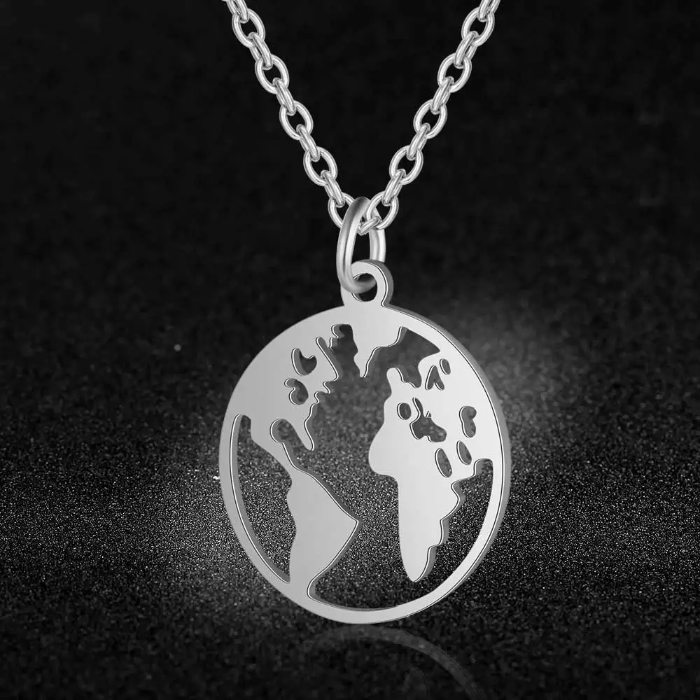 Ожерелье с изображением карты мира ювелирные изделия из нержавеющей стали 100%