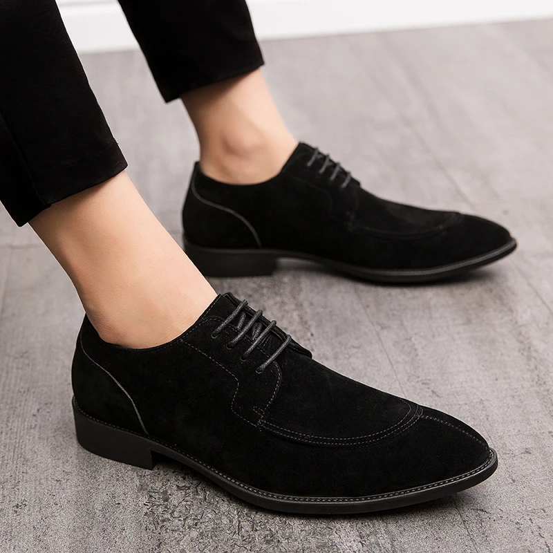 suede leather shoes men italian designer male dress elegant moccasins work footwear formal business brogue oxford shoes for men (41)