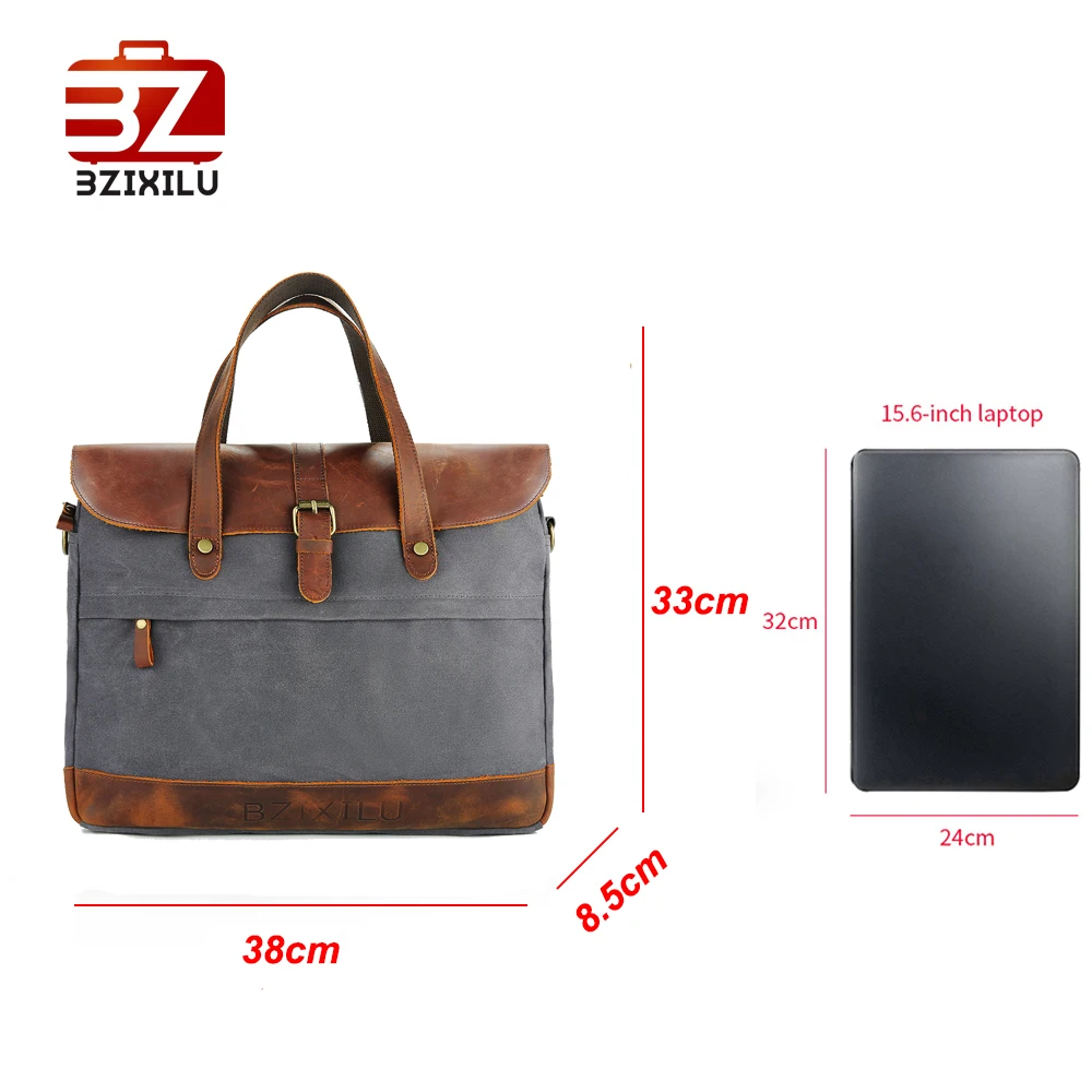 

BZIXILU business soft handle leather messenger bag men canvas designer handbags high quality tablet messenger bag crossbody