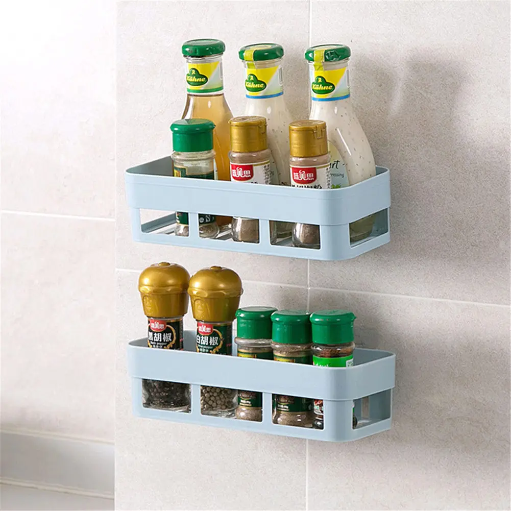 Shelf Organizer Wall Mounted Nailless Shower Corner Bathroom Kitchen Storage Holder Rack JAN88