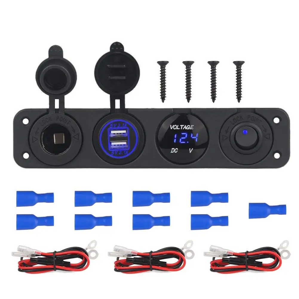 DIY 4 в 1 панель 4.2A Dual Usb зарядное устройство прикуриватель вольтметр 60 см кабель для автомобиля лодки прицепа транспортных средств грузовика яхты