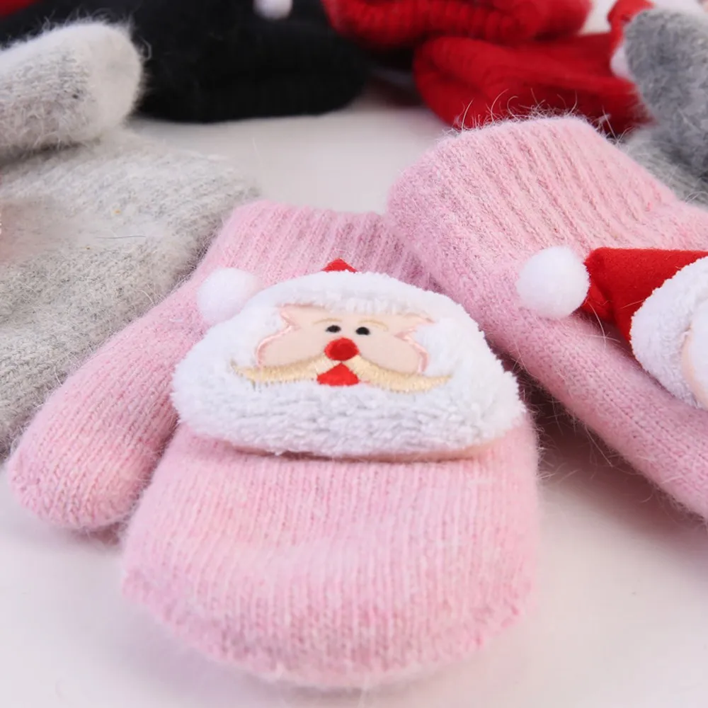 Новые детские Санта Клаус модели, перчатки одежда для малышей утепленная Рождественская для девочек и мальчиков Стиль Зимние теплые женские зимние ботинки митенки для пальцев перчатки