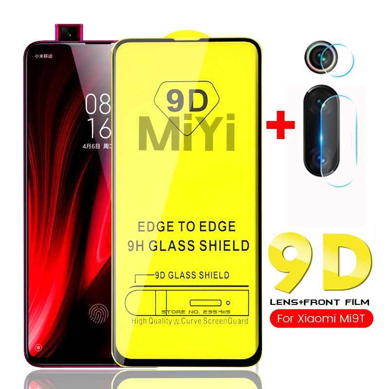 

2 in 1 9D Full Glue Glass For Xiaomi Mi 9T Screen Protector On The For Xiaomi Mi9T Pro Mi9TPro 9H Tempered Glass + Camera Film