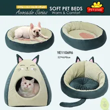 Avocado kennel plus velvet padded sofa pet kennel creative cat tent oval cat kennel