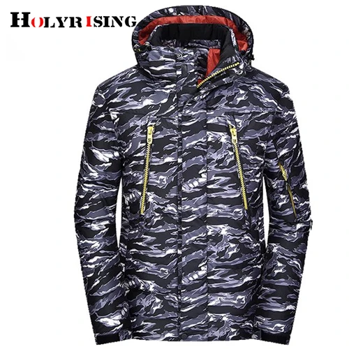 Black Camouflage Модный зимний мужской пуховик камуфляжной расцветки повседневный мужской пуховик и пальто толстая Парка мужская верхняя одежда пуховик 19028 - Цвет: Black Camouflage