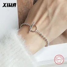 925 пробы серебряные подвески с бусинами в европейском стиле Браслеты для женщин OT застежка ювелирные изделия минималистичный дизайнерский роскошный браслет