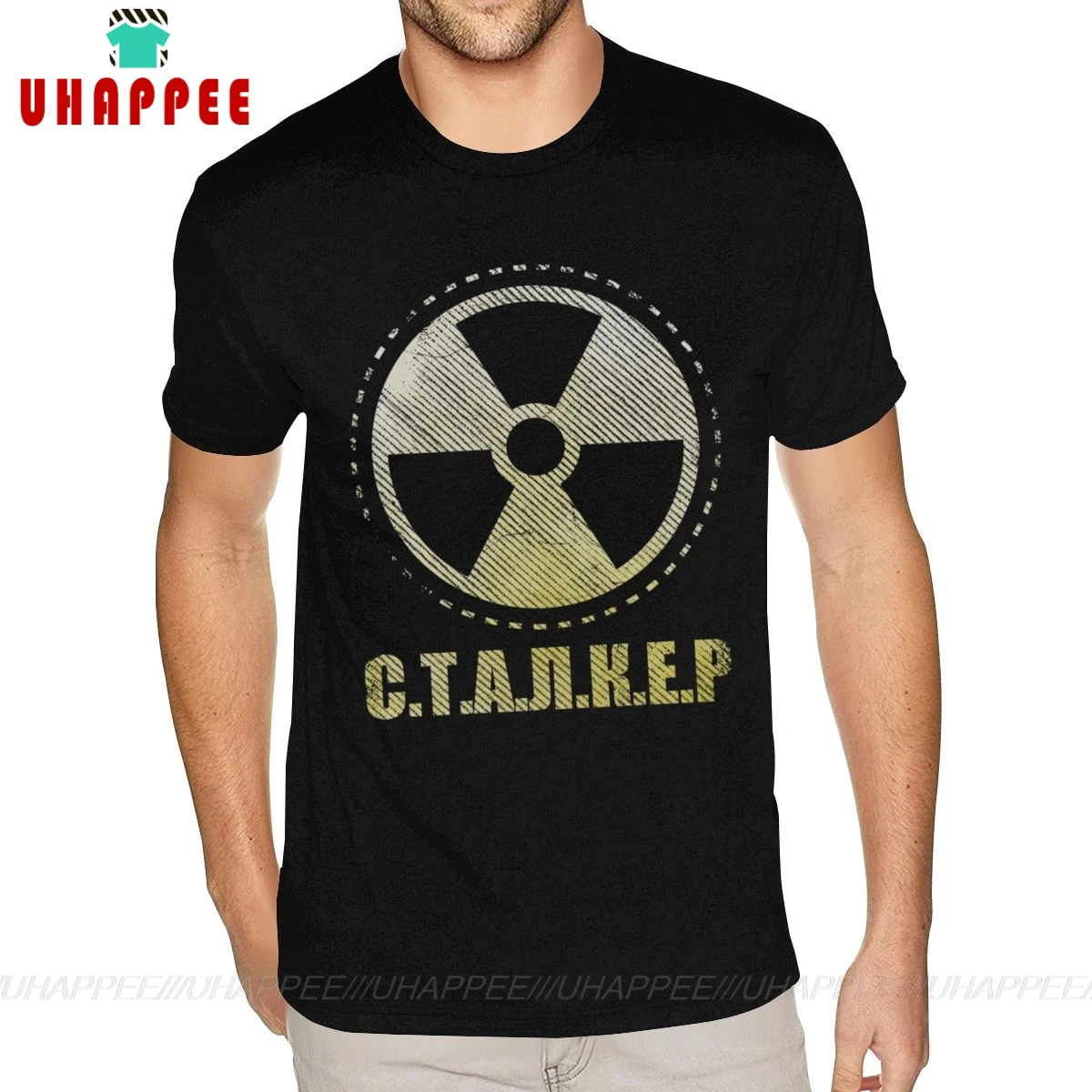 Funny Stalker Shirts for Men XXXL Short Sleeved Premium Cotton Black Crew Neck Tee | Мужская одежда