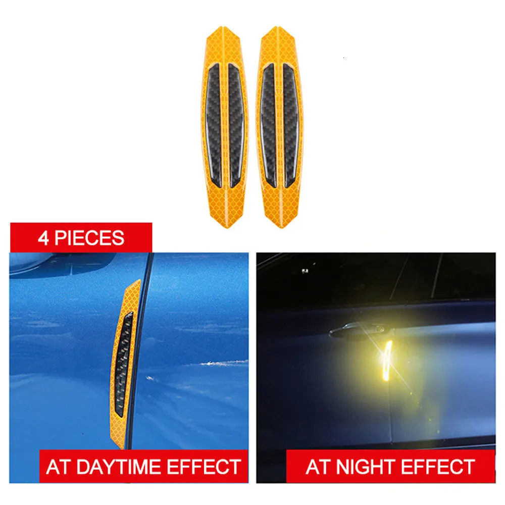 4 шт. Универсальный светоотражаПредупреждение ющий дверной боковой край защита от царапин, клеевой стикер, автомобильный стиль
