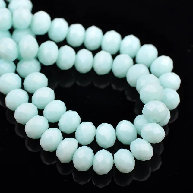 Rondelle Faceted Czech Crystal Glass Solid Color 3x2mm 4x3mm 6x4mm 8x6mm 10x7mm 12x8mm Loose Spacer Beads for Jewelry Making DIY 63 Op Lt Lake Blue
