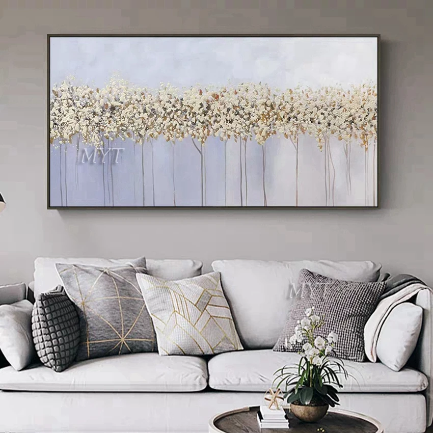 Günstige Weiße Blumen Abstrakte Ölgemälde Auf Leinwand Für Wohnzimmer Home Bilder Farbe Durch Moderne Öl Wand Kunst Gemälde Unframe