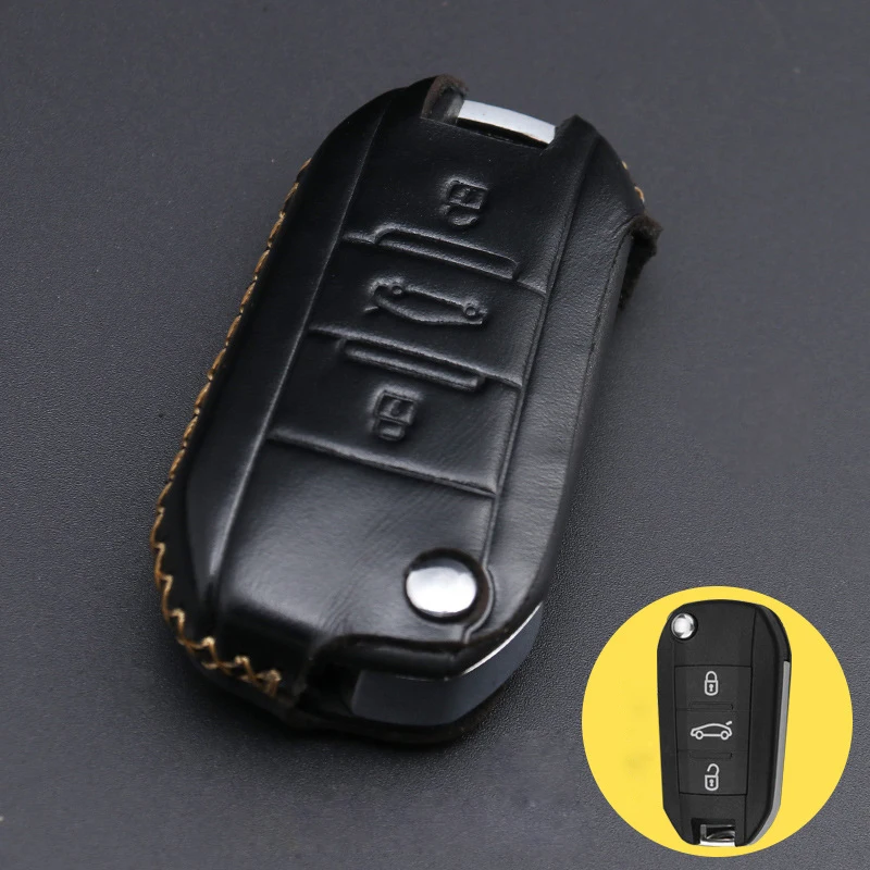 Чехол для ключей Citroen C3-XR 190THP C-Elysee Remodel чехол для ключей 3 кнопки кожаный чехол для ключей автомобиля защитные аксессуары - Название цвета: black yellow-line