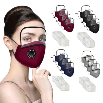 

4Pcs Washable Reusable Face Mask With Filter And Detachable Eye Shield Mouth Mask Design Scarf For Nose And Mouth Proteccion