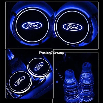 

2pcs Fashion Car Styling Car led Luminous Logo Light LED Cup Drink Anti Slip For Fords Focus 2 3 1 MK2 MK3 MK1Fusion Accessories