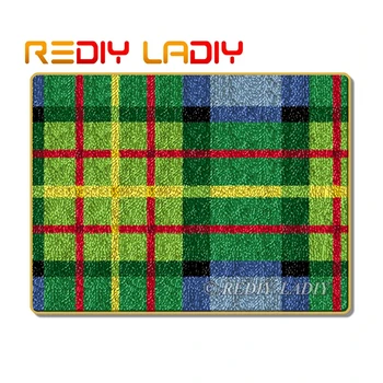 

Latch Hook Kit Make Your Own Rug Green Stripe Crocheting Cushion Mat DIY Carpet Rug Set Acrylic Yarn Printed Canvas Arts & Craft