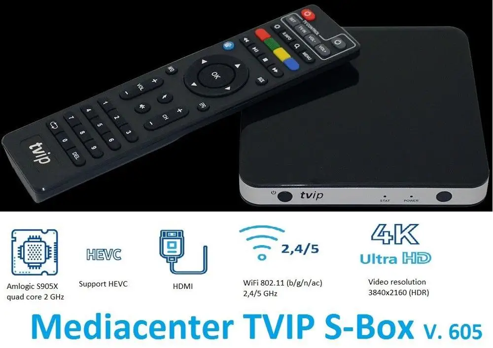  Original TVIP605 Smart TV Box 8G S905X Support IPTV Box Tvip 605 Double System Linux or Android OS 