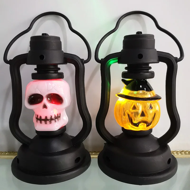 

Halloween Pumpkin Skull Lamp Ghost Portable Kerosene Outdoor Party Hanging Candle Colorful Night Supplies Decoration Prop Lights