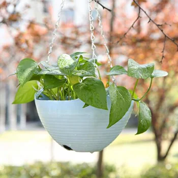 

Resin Plaited Hanging Basket Garden Plant Flower Pot Resin W/ Chain Planter Part Flower Pots Garden Supplies