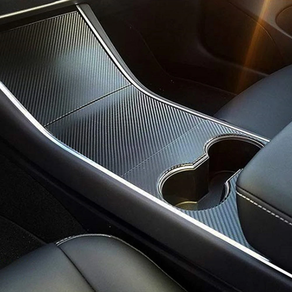 Автомобильный Декор легкая центральная консоль наклейка из углеродного волокна 5D покрытие для стереосистемы черный протектор Авто Стайлинг обертка для Tesla модель 3