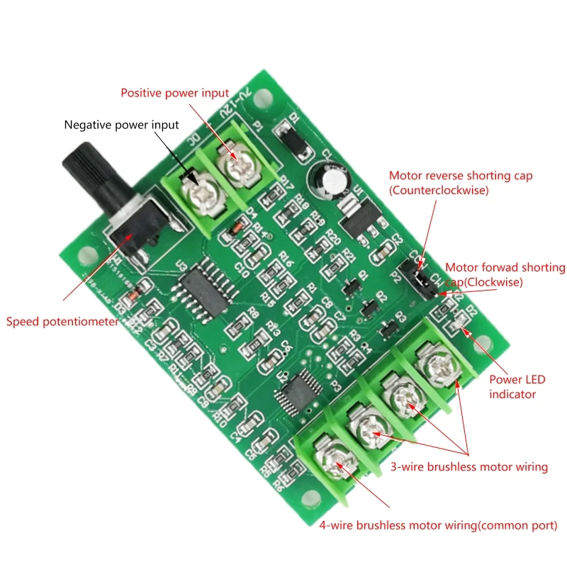 DC7 12V Brushless Hard Disk Motor Driver Board Speed Controller Module with Reverse Voltage Over