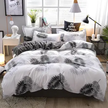 

Black White Color Bedding Set King Queen Size Flower Printed Quilt Cover Bed Linen Set with Pillowcase Floral Double 5 size