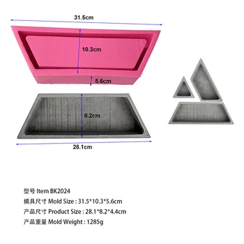 

Bk2024 Trapezoidal Triangle Concrete Mold Creative Nordic Flower Holder Combination Cement Flower Pot Mold