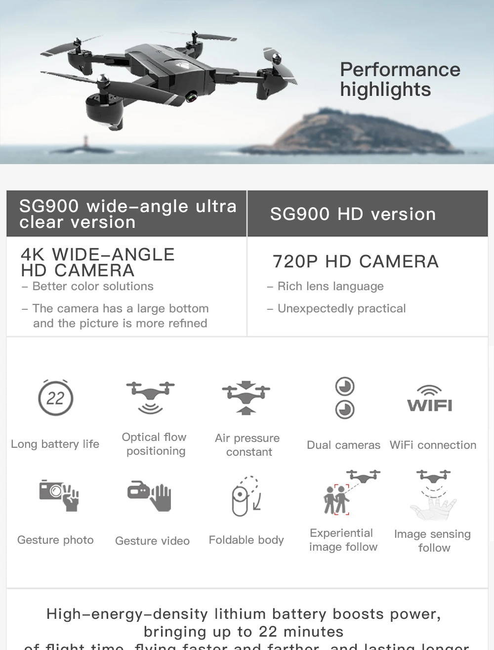 Радиоуправляемый Дрон SG900 с 720P 4K HD Двойная камера складной следящий за мной Квадрокоптер FPV Профессиональный беспилотник долгий срок службы батареи игрушка для детей