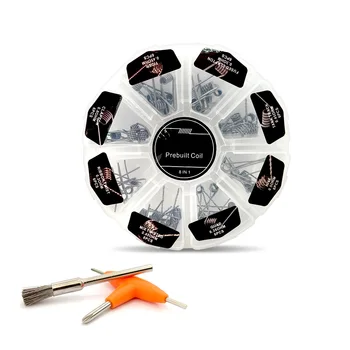 

8 in 1 Prebuilt A1 Coils Box Kit Clapton Hive Quad Tiger Ribbon twist Tank Track Mix twisted Fused Clapton for DIY RDA Vape Tank