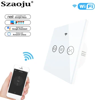 

Szoaju WiFi Roller Shutter Switch WiFi Curtain Blinds Touch Switch Control Garage Door by Alexa Google Home Timer ,Neutral Wire