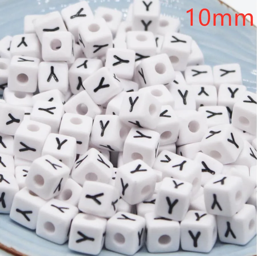 10mm Letter Y 100 шт 7-10 мм Смешанные Квадратные бусины в форме букв Алфавит Акриловые бусины ручной работы ювелирных изделий для браслета ожерелье аксессуары - Цвет: 10mm Letter Y