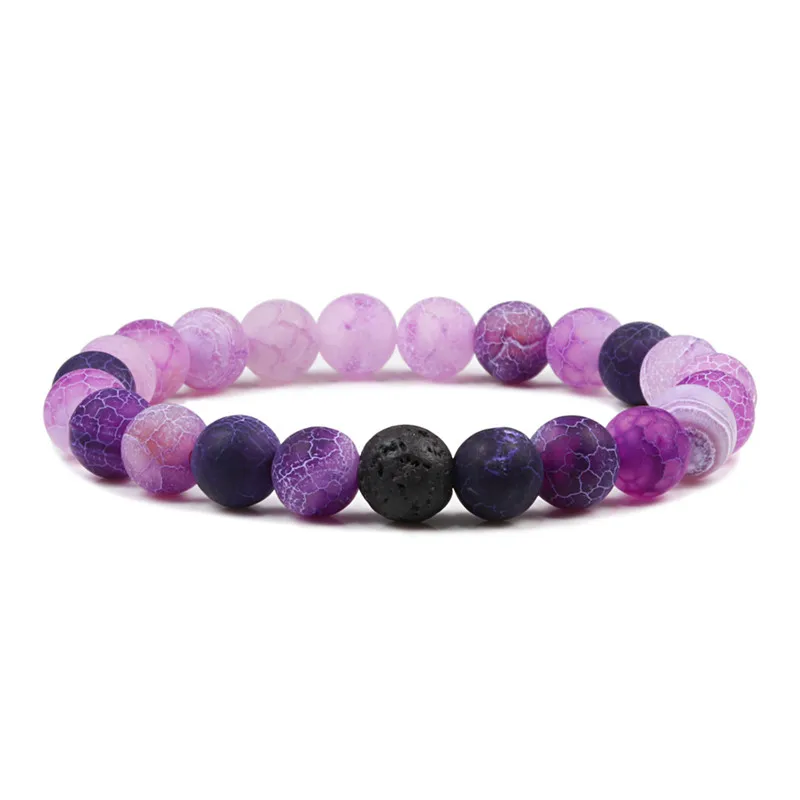 17 цветов эластичный натуральный камень браслет из черных четок Винтажные Ювелирные изделия pulseras Homme браслет и браслеты женские мужские Прямая - Окраска металла: purple