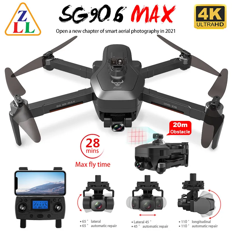 Квадрокоптер SG906 MAX Pro2 Дрон с 3-осевым стабилизатором Профессиональная HD EIS 4K