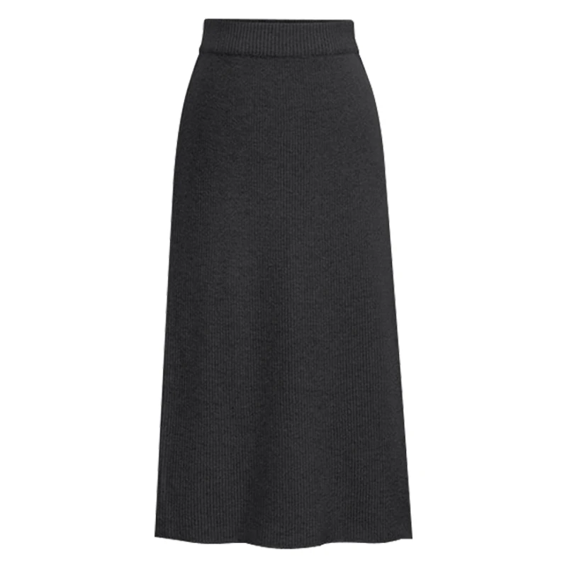 Женская юбка-карандаш осенне-зимняя женская Однотонная юбка-карандаш, трикотажная облегающая юбка, черная однотонная женская одежда, юбки - Цвет: Dark Gray