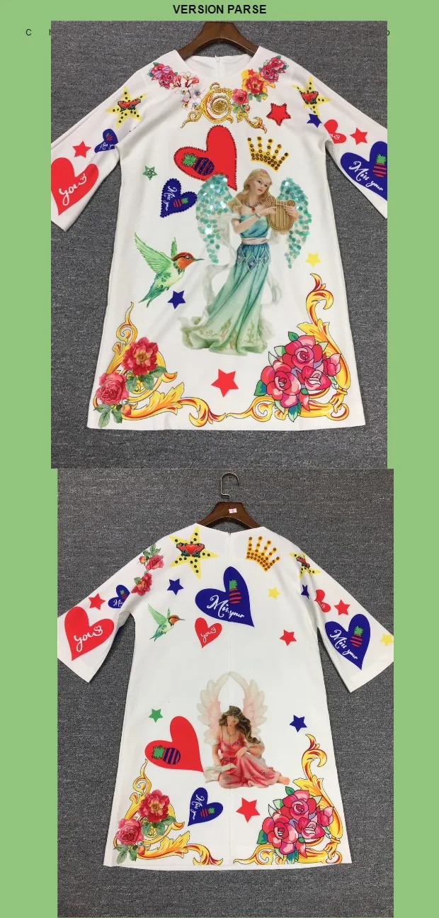 Дизайнерское весеннее летнее женское роскошное мини-платье с бриллиантами и бусинами, с коротким рукавом и круглым вырезом, с принтом ангела и любви, Платья для вечеринок, новинка