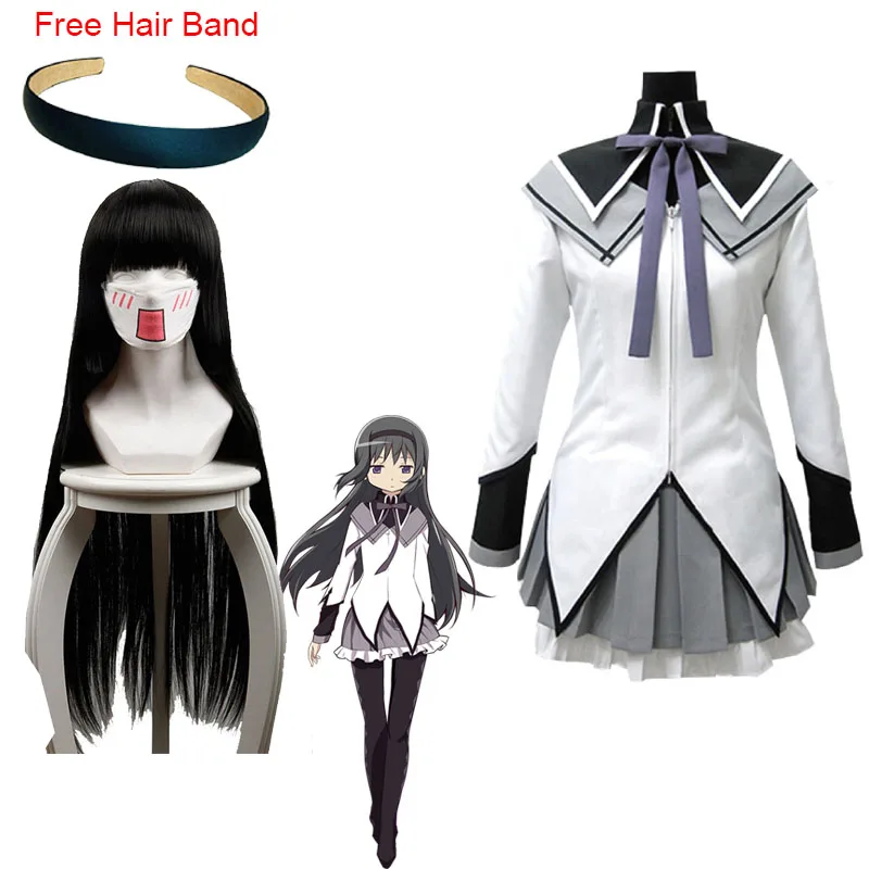 Костюм для косплея Akemi Homura Puella Magi Madoka Magica юбки и парики женские чулки шпильки