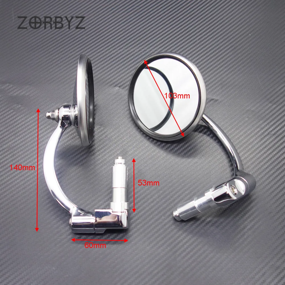 ZORBYZ мотоцикл 7/" 22 мм серебряные круглые зеркала Ручка Бар Конец сторона зеркало заднего вида для Kawasaki Suzuki Кафе Racer на заказ
