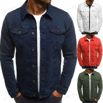 

Men's Autumn Jacket Casual Outdoor Sportswear Work Classic Military Jacket With Pockets Cotton Canvas Laydown Trucker Jacket