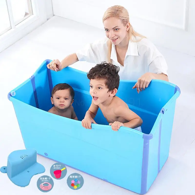 Детская Двойная ванна, складывающаяся увеличенная ванна для сохранения тепла, красная складная детская пластиковая Ванна для взрослых - Цвет: Same as picture 5