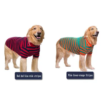 

Pet Clothes Thin Section Akita Labrador Golden Fat Dog Wide Strip T-Shirt Two-Legged Clothing Family Cute Soft Clothes