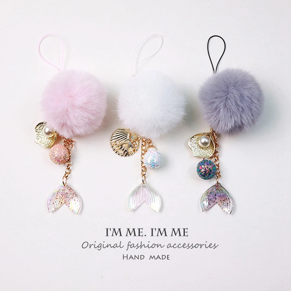 Cute Mini Pearl Fish Smart Phone Strap Cordini Per Iphone/Samsung Case Cartoon Keys Chain Cellulare Strap Rope Phone Charms