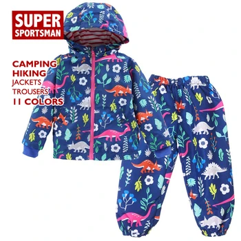 

Kids Softshell Hiking Clothing Set Children Fleece Waterproof Jackets Soft Shell Girl Outdoor Windproof Coats Camping Warm Pants