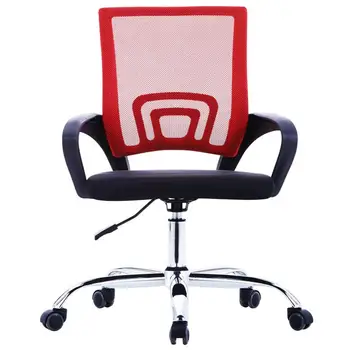 

[ES Warehouse] Office chair with mesh backrest and red fabric