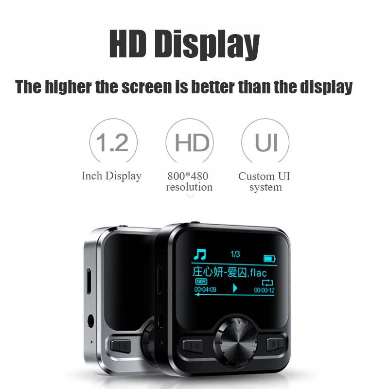 Sport MP3 Player Wireless Bluetooth Speaker IPX6 Waterproof Music Payer with Removable Back Clip Support E-Book Recording FM