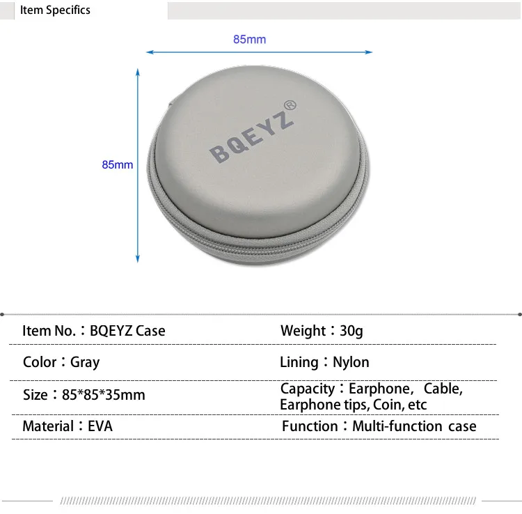 Наушники BQEYZ, чехол для переноски, Портативная сумка для хранения, кабель для наушников, аудио зарядное устройство, аксессуары для электроники, магазин