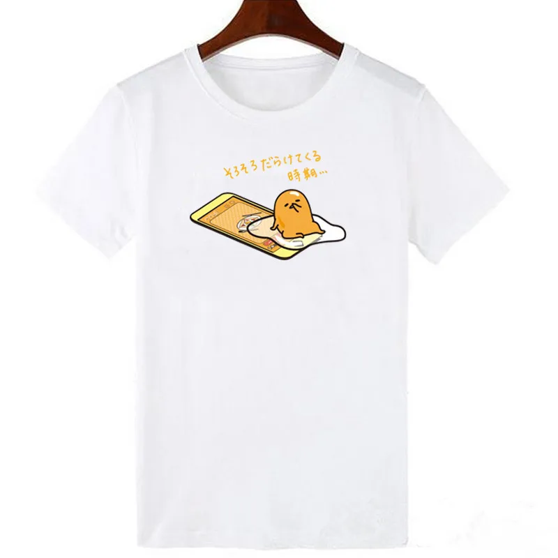 Японский Harajuku милый Gudetama Lazy Egg Yolk забавная футболка для мужчин хлопок Kawaii мультфильм печать футболка Новинка Женская футболка Топы - Цвет: B34B