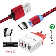 Магнитный USB кабель для samsung A70 Note 10 Nokia 8 7,1 Plus sony Xperia 10 XZ3 XA type C Магнитный провод для зарядки QC 3,0 быстрое зарядное устройство